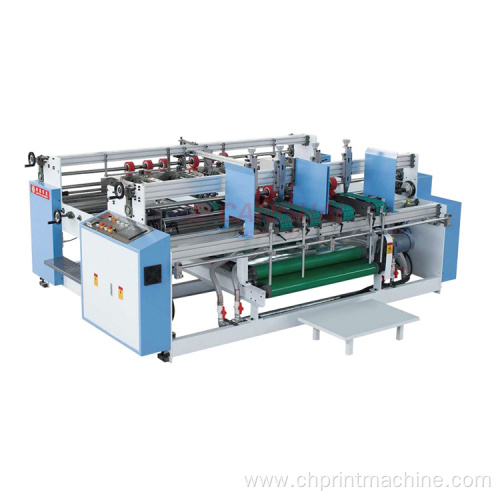 Semiautomatic 2 pieces carton box folding gluing machine